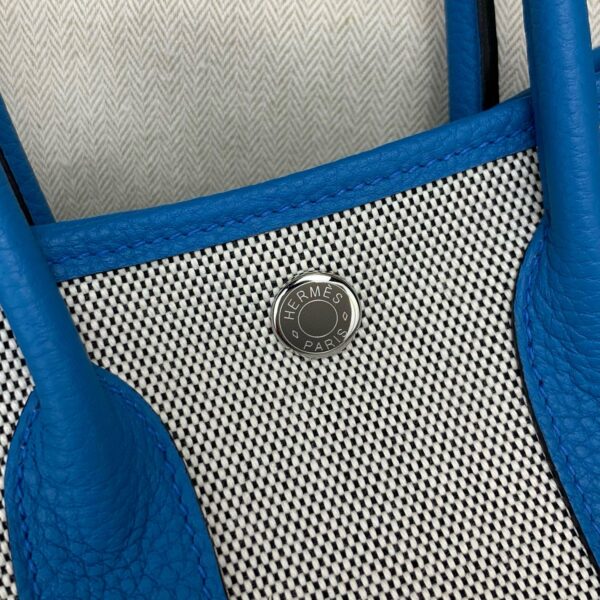 REPLICA Hermes Neo Garden Party 23 Bag in Canvas and Blue Negonda Calfskin - Image 3