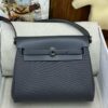 REPLICA Hermes Herbag Zip 20 Bag in Canvas and Ardoise Hunter Calfskin