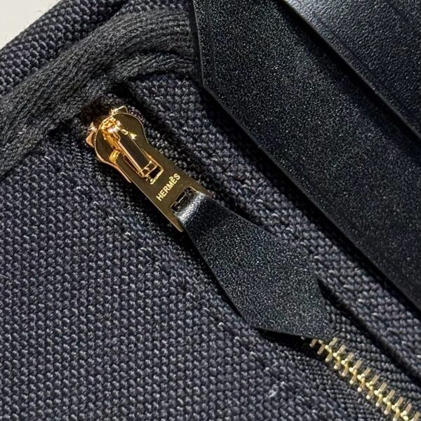 REPLICA Hermes Herbag Zip 20 Bag in Black Canvas and Black Hunter Calfskin - Image 10