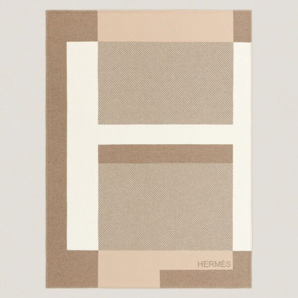 REPLICA Hermes H Riviera Blanket in Beige Wool and Cashmere - Image 2