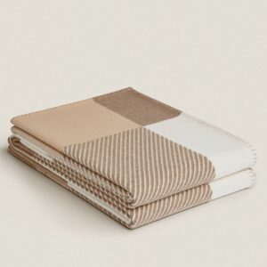 REPLICA Hermes H Riviera Blanket in Beige Wool and Cashmere