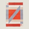 REPLICA Hermes H Drapeau Blanket in Terracotta and Grey Cashmere - Image 2
