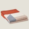 REPLICA Hermes H Drapeau Blanket in Terracotta and Grey Cashmere