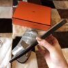 REPLICA Hermes Izmir Sandals In Grey Shiny Niloticus Crocodile - Image 2