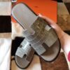 REPLICA Hermes Izmir Sandals In Grey Shiny Niloticus Crocodile