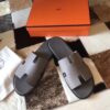 REPLICA Hermes Izmir Sandals In Grey Epsom Leather - Image 5