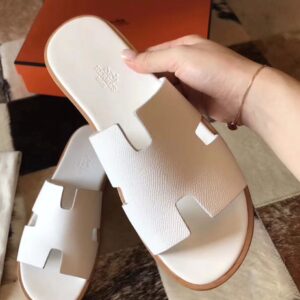 REPLICA Hermes Izmir Sandals In White Epsom Leather
